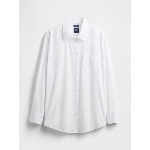 NWT GAP Optic White Organic Cotton Poplin Oversized Button-Up Big Shirt, Size M - Picture 4 of 16